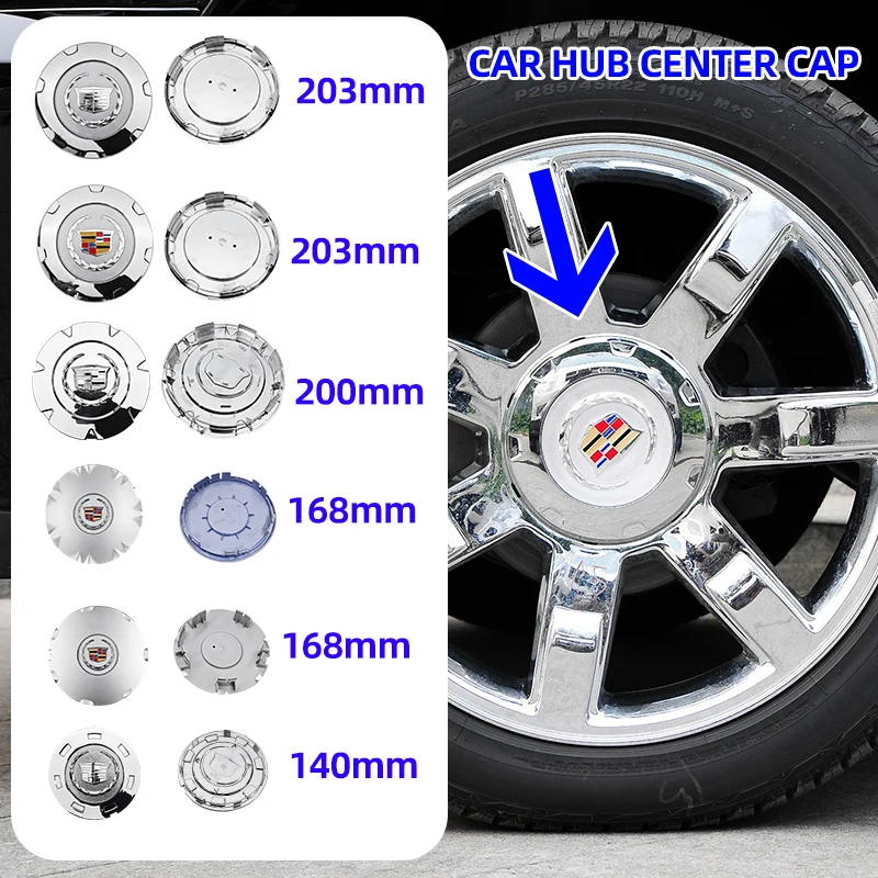 

4pcs 140mm 168mm 200mm 203mm Wheel Center Hub Cover Caps for Cadillac Escalade SRX Auto Tire Emblem Car Styling Accessories