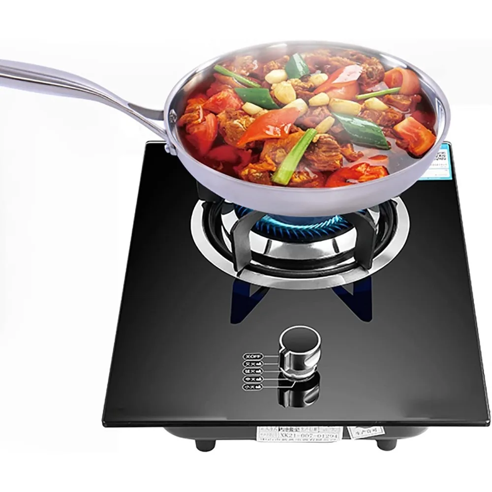 Burners Gas Hob gas hob Built-in Gas Stove/Desktop Cooking - 4.2KW Black Glass Kitchen Wok Burner In Easy To Clean, Cast Iron Pa