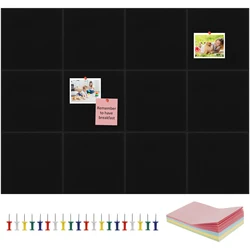 12Pcs Felt Wall Tiles Anti Slip with Pin Board Adhesive Label 30x30cm Office Felt Bulletin Board Tiles Home Photo Display Board