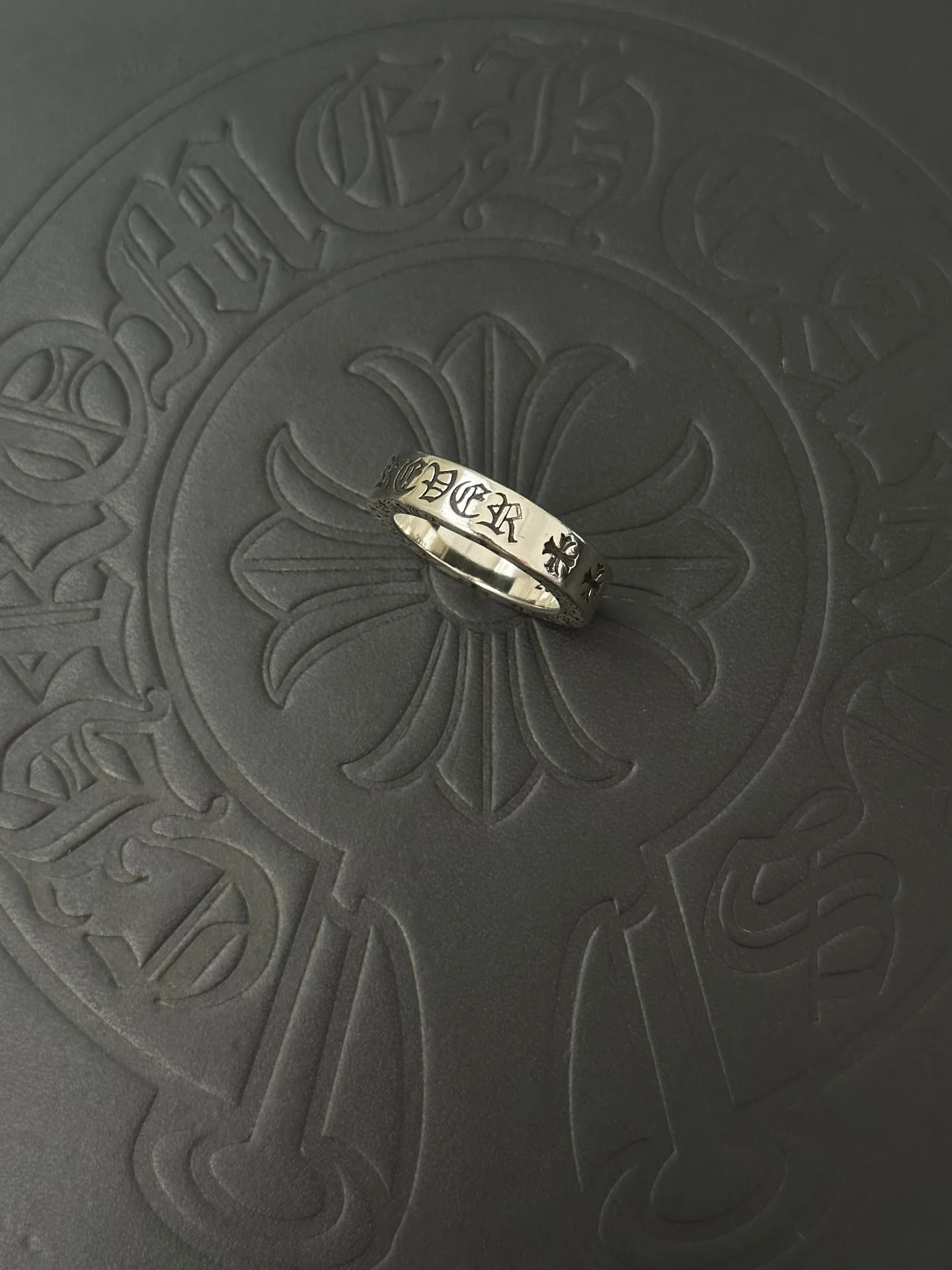 S925 Sterling Silver Charm Retro Old Fashion Light Luxury Letter Cross Couple CH Pair Ring
