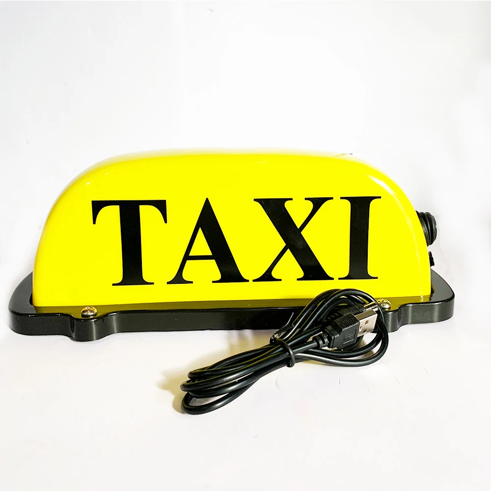 Rechargeable LED Car Top Light Yellow Shell  Dome Light With Magnet Base Taxi Light Waterproof