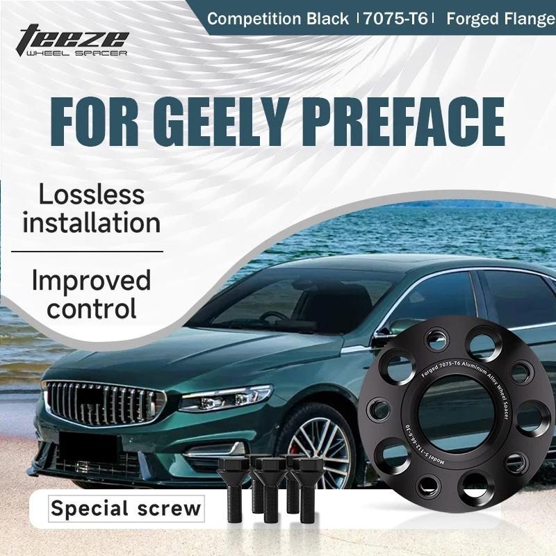 

Teeze 2/4pcs 5x108 CB 63.4 M14 x 1.5 Hub Centric Black Forged wheel spacer For Geely Preface Flange Plate15/20/25/30/35mm
