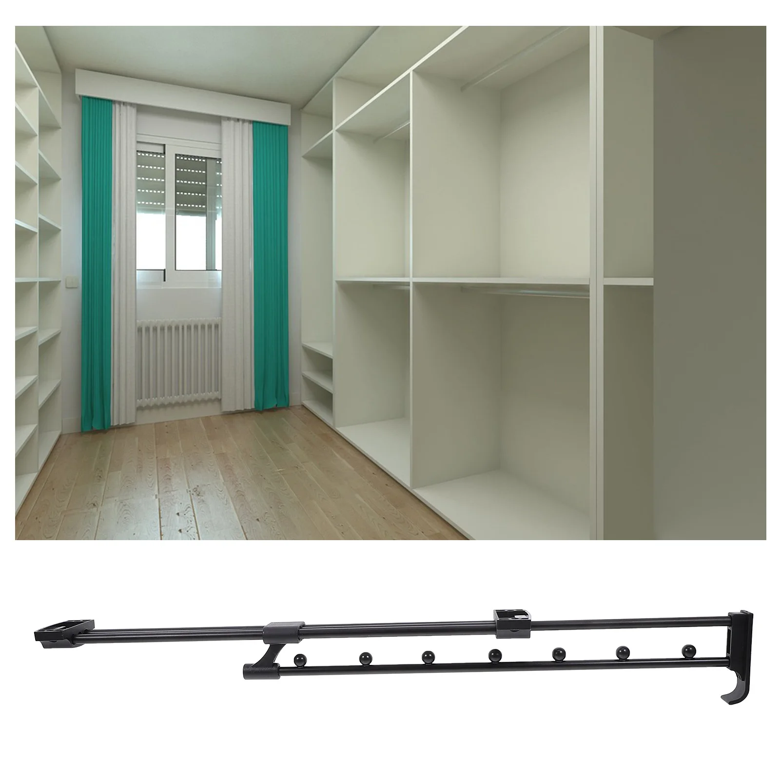 

Adjustable Pull Out Wardrobe Clothes Hanger Rod Heavy Duty Closet Hanging Rail Smooth Damping Sliding System for Organizing