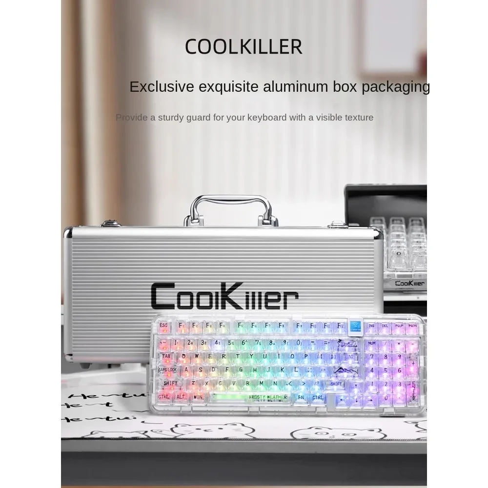 Coolkiller CK98 Mechanical Keyboard 97 keys Wireless RGB Tri-mode 2.4G Transparent Customized Hot Swapable  DIY Gaming with Case