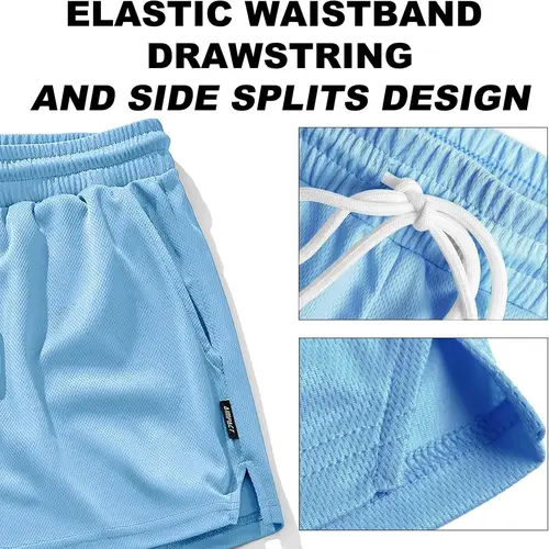 Imagen 2 del producto AIMPACT Pantalones cortos de entrenamiento para gimnasio para hombre, pantalones cortos ligeros de malla para culturismo, entrenamiento, correr, deportes, jogging con bolsillos