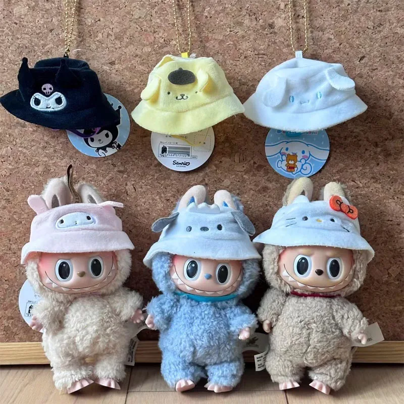 Labubu Fisherman Hat Hello Kitty Cinnamoroll Kulomi Hat Suitable For Head Circumference Around 15cm Labubu Pendant Baby Clothes