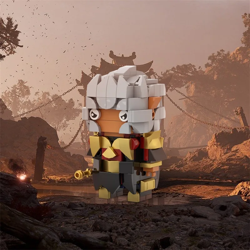 MOC اللبنات BlackGod Wukong Brickheadz مع الشكل البخار لعبة الطرفية القرد الملك أسطورة التجمع الطرفي اللعب الهدايا