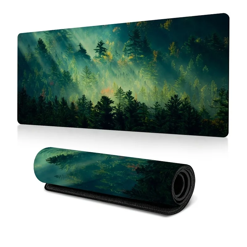 

Large Mouse Pad 40x90 Green Forest Office Desk Mat Gaming Keyboard Pad Stitched Edges Smooth Control Extended Computer Mouse Mat