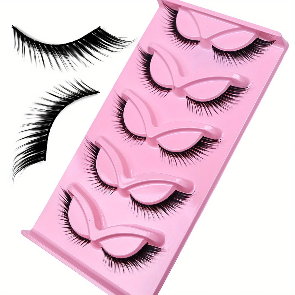 5 Paar flauschige, zarte Cat-Eye-Wimpern, natürliche, weiche, falsche Wimpernverlängerungen, voluminöse Cat-Eye-Kunstwimpern für das tägliche Make-up – Detail 8