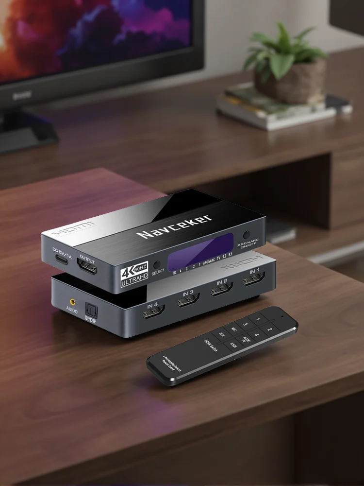 Mini 4x1 4K przełącznik HDMI Audio z łukiem i optycznym przełącznikiem Toslink HDMI 2.0 4K 60Hz pilot przełącznik HDMI er do Apple TV PS4 — zdjęcie produktu 7