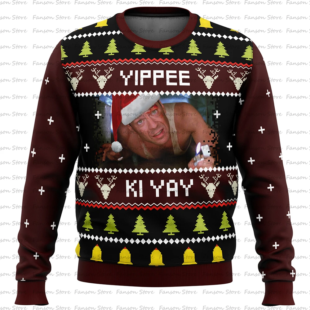 Yippee Ki Yay-Sweat à capuche de Noël imprimé en 3D pour hommes et femmes, pull Sportedly, à la mode, nouveau, 2025