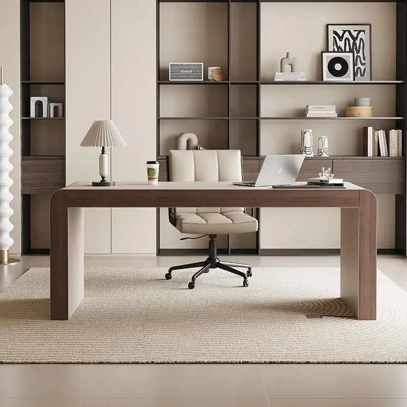 

Wooden Minimalist Office Desk Space Saving Long Nordic Aesthetic Office Desk Display Reception Design Tavolo Unique Furniture
