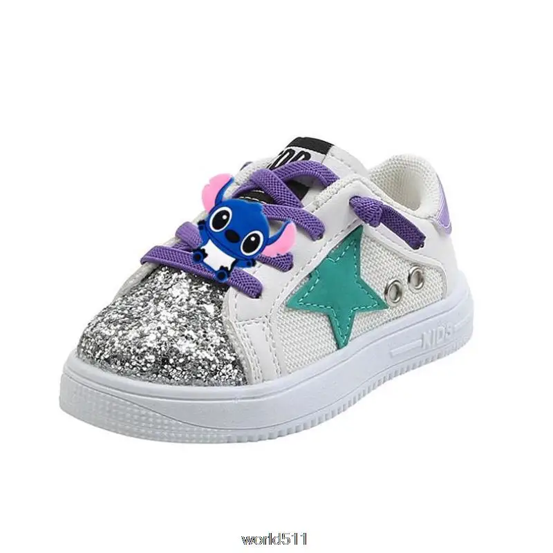 Disney Mickey Minnie Girls Sneakers Fashion Kids Baby Toddler Casual Shoes Stitch Sequins Tenis Infantil Menina Spring Autumn