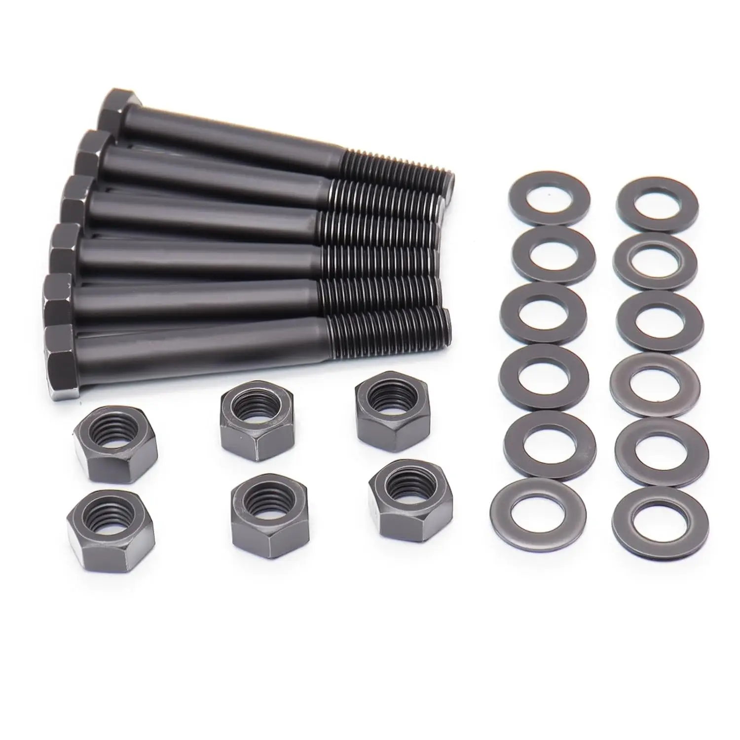 

Leaf Spring Bolt Kit 9/16" x 4-1/2" Grade 8 Hardened Steel with 6 Bolts, 6 Lock Nuts & 12 Washers for 1988-2002 Chevrolet/GMC C/