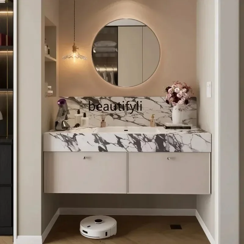 C85 Stone Plate Bathroom Cabinet Combination Bathroom Double Basin Washstand Integrated Hand Washing Wash Basin