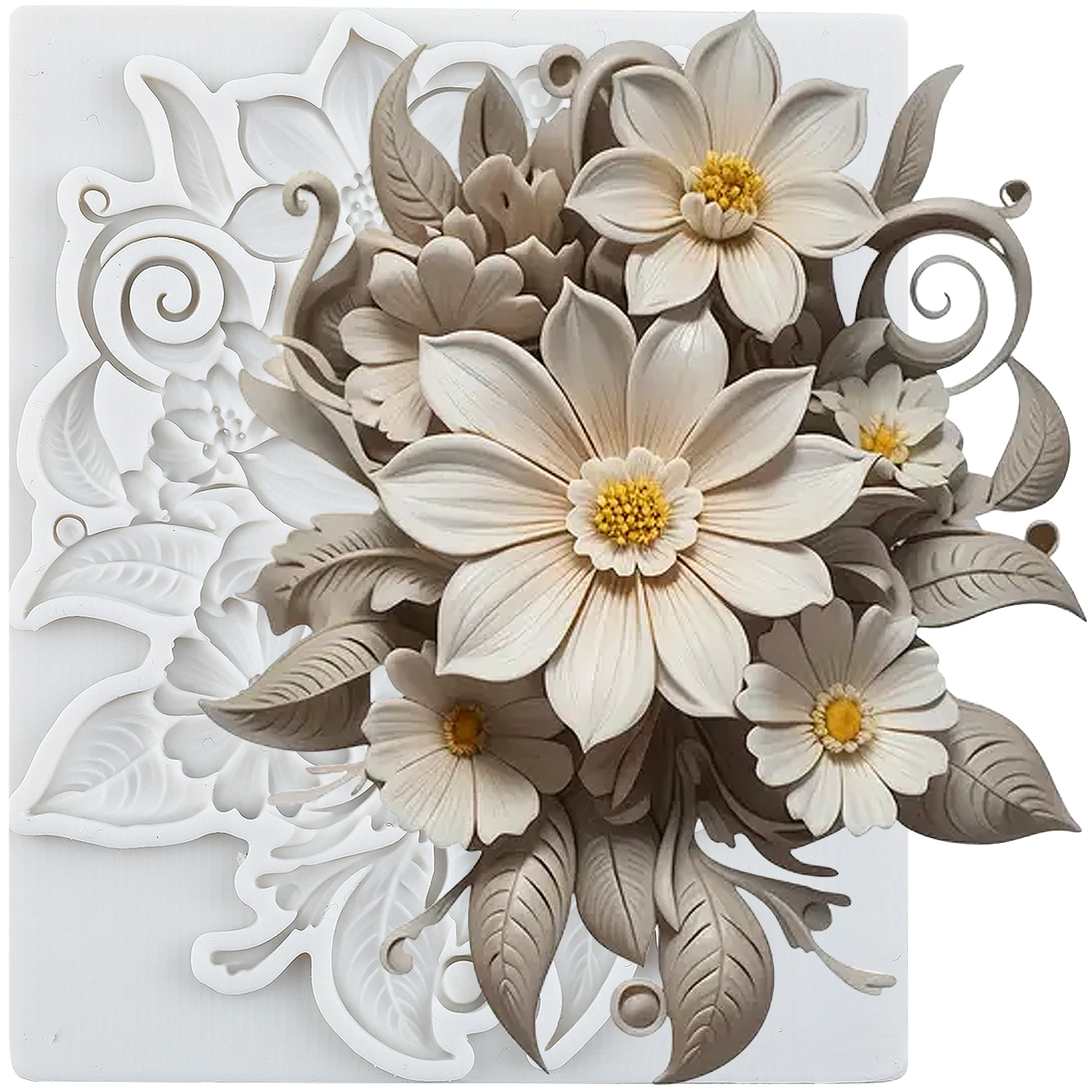 Baroque Style Silicone Molds Relief Flower Fondant Cake Decorating Tools Cupcake Topper Candy Craft Gum Paste Polymer Clay