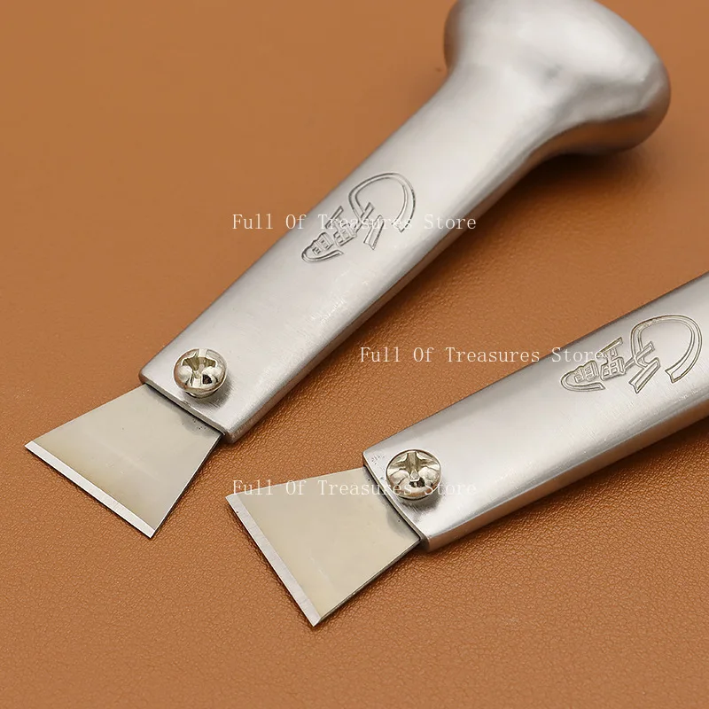 Stainless steel hand push leather cutting knife decontamination shovel cutting knife DIY handmade leather tools