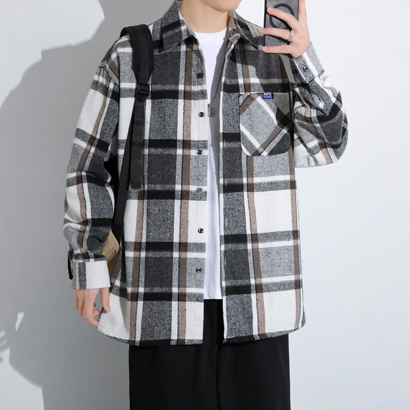 

Высококачественная мужская рубашка в стиле кэжуал, свободного кроя, с длинным рукавом, винтажная, в гонконгском стиле, весна-осень, новинка, не требует глажки