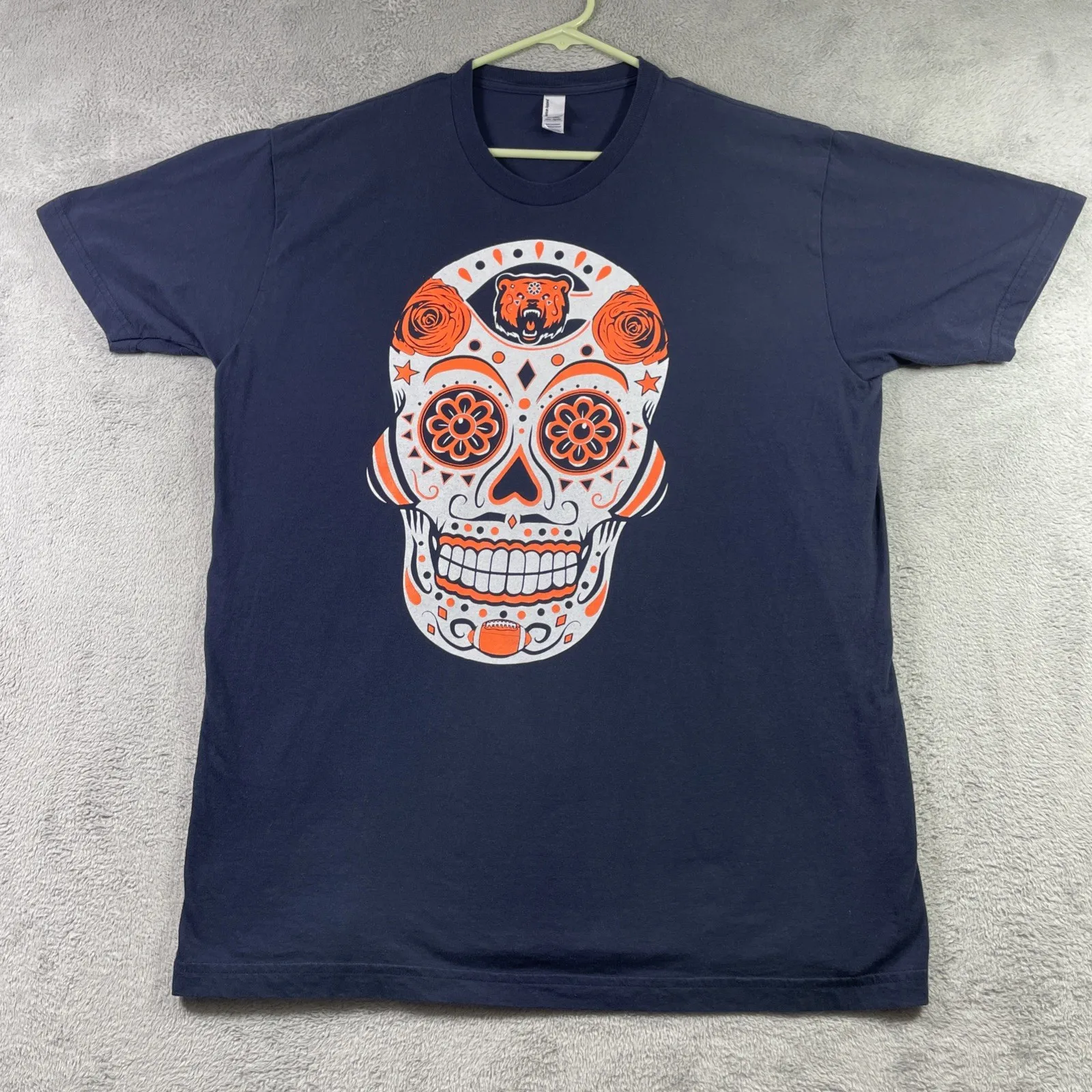 Camiseta AFA con estampado de calavera colorida para adulto, talla XL, azul, manga corta