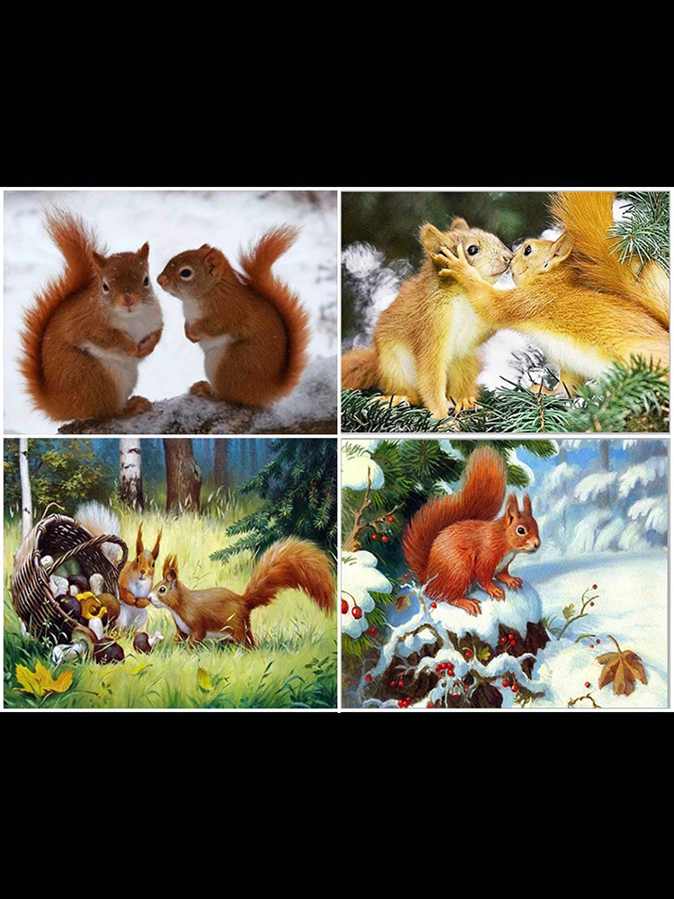 DIY Diamond Embroidery Full Square/Round Diamond Cute Squirrel 5D Diamond Painting Cross Embroidery Home Page XY20