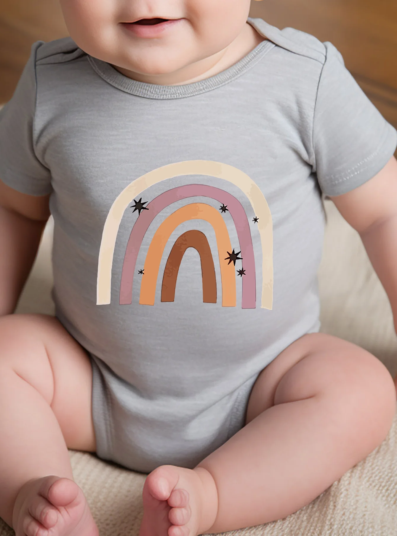 Short Sleeve Onesie Rainbow Pattern 0-24M Girl Boy Baby Jumpsuit Infant Harajuku Clothes Toddler Newborn Bodysuit Romper