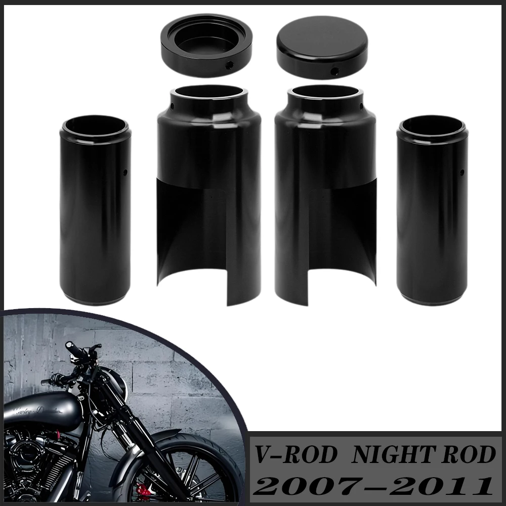 Для Harley V-Rod Vrod Muscle Night Rod Special 2007-2011 мотоциклетная черная Верхняя Нижняя передняя крышка вилки комплекты защитных колпачков