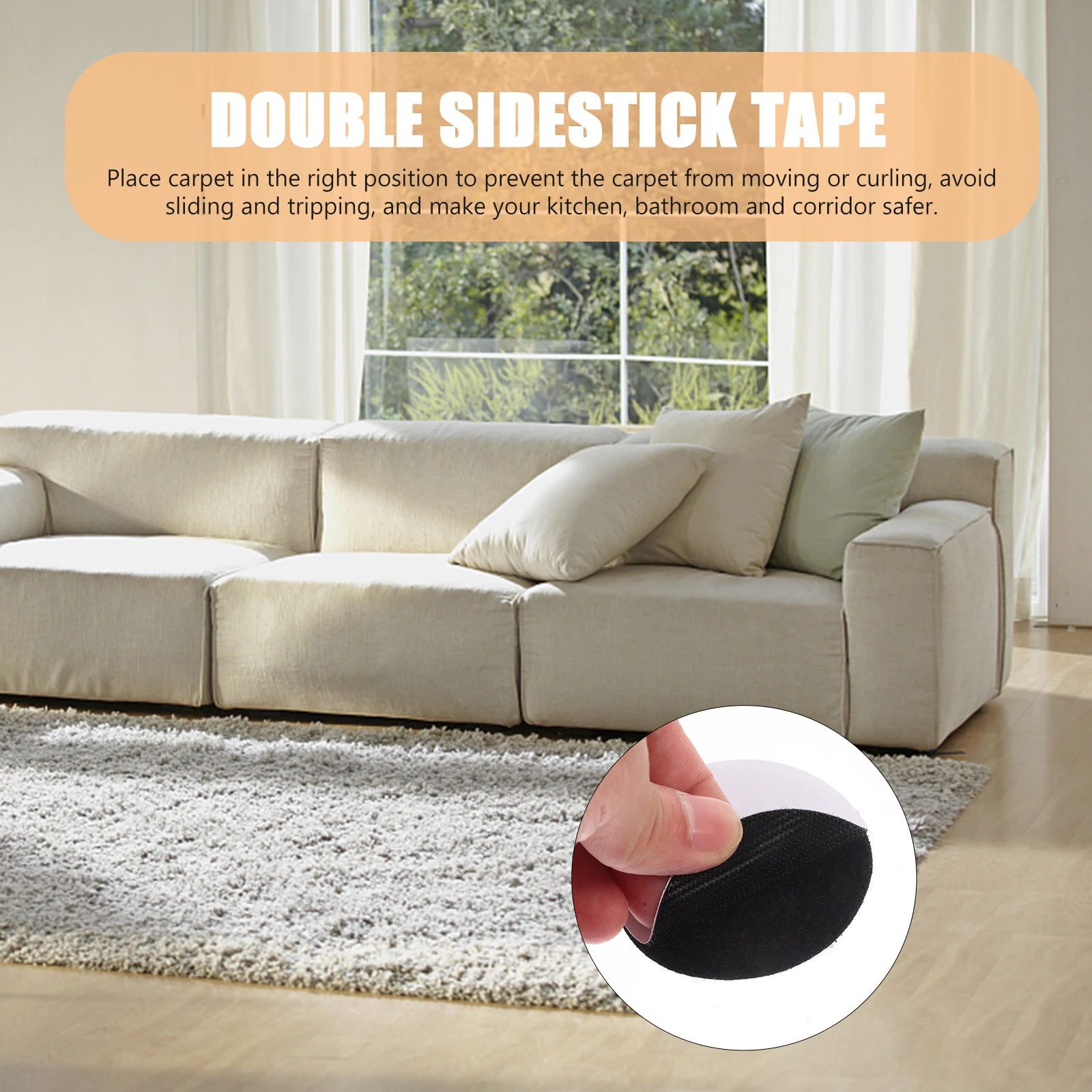 

Non-slip Carpet Grippers Removable Washable Reusable Hook Loop Tape Fixer for Kitchen Bathroom Corridor Home