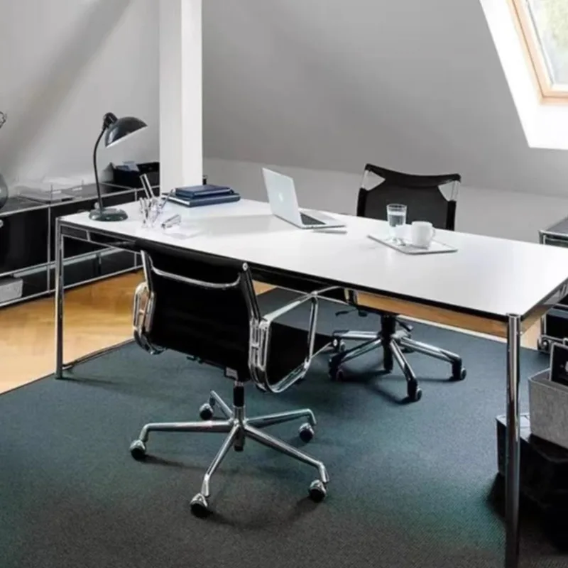 Desk Medieval Computer Desk Stainless Steel Legs Rectangular Conference Ins Minimalist Table Writing