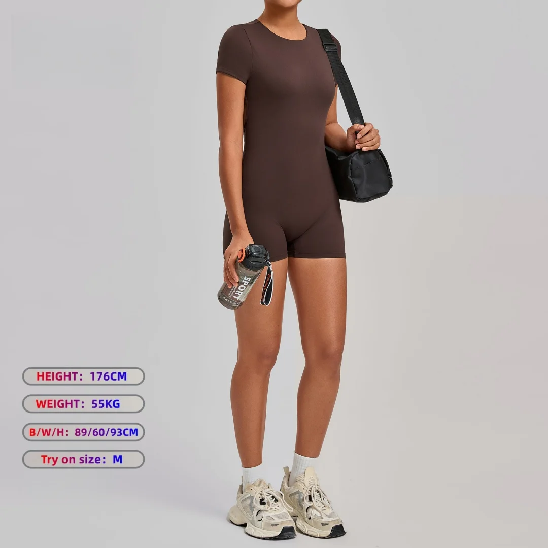 Women's Yoga Jumpsuit Sports Fitness Hip Lift Tight Backless One-piece Pilates Running Casual Workout Gym Shorts Yoga Bodysuit
