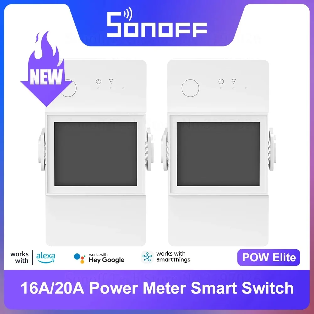 1-5PCS SONOFF POW R3 16A/20A WiFi Smart Switch ESP32 Chip Energy Saving LCD Monitoring via eWeLink Works With Alexa Google IFTTT