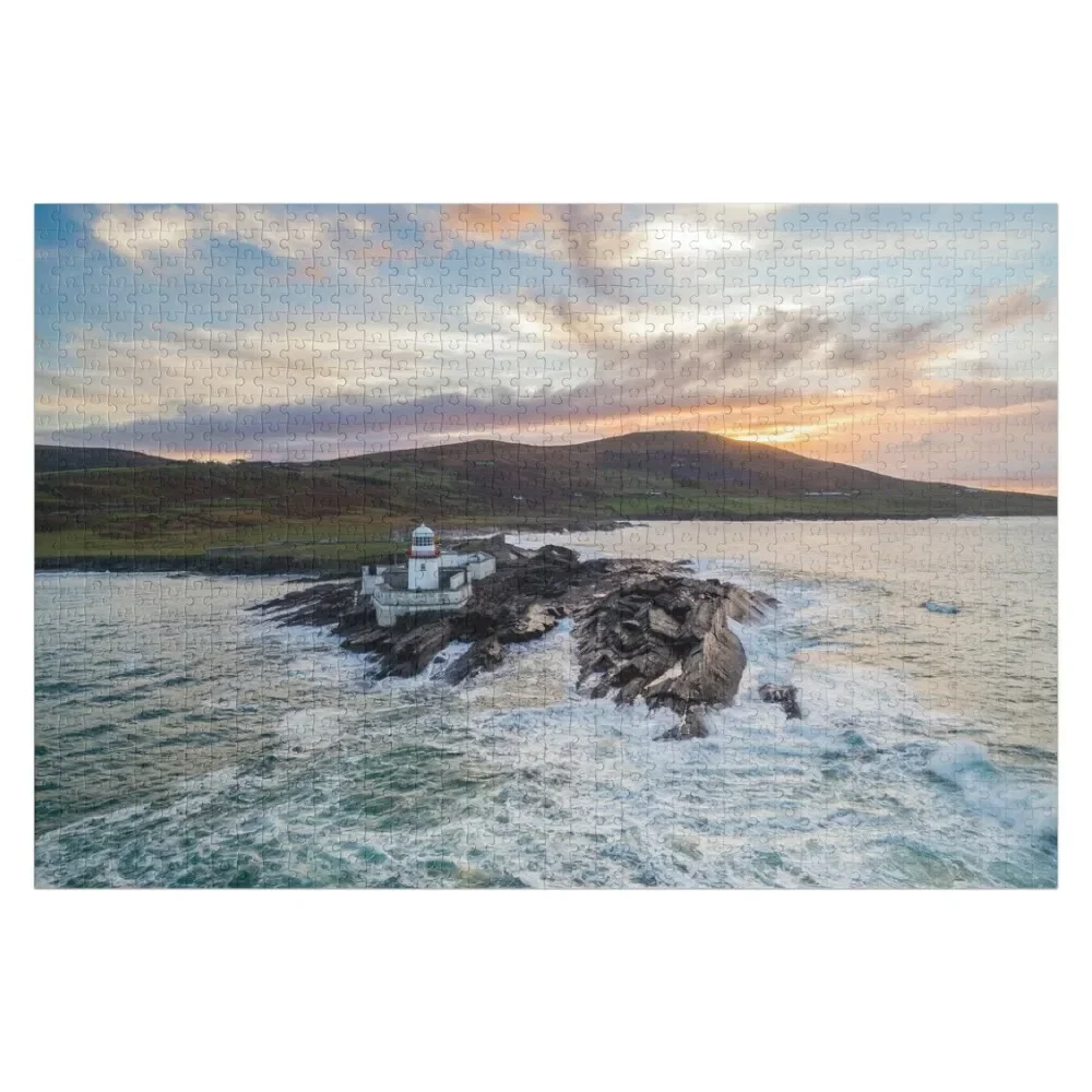 Irish Lighthouse with Sunset 2 Jigsaw Puzzle Toddler Toys With Photo Puzzle