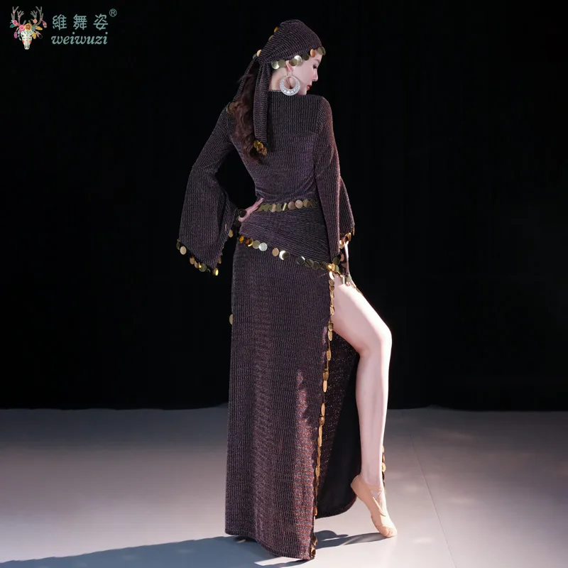 فستان مُصمم حسب الطلب للرقص الشرقي للنساء فساتين تدريب شعبي بلدي ترتر وشاح الورك أداء شرقي رداء مسابقة Saidi