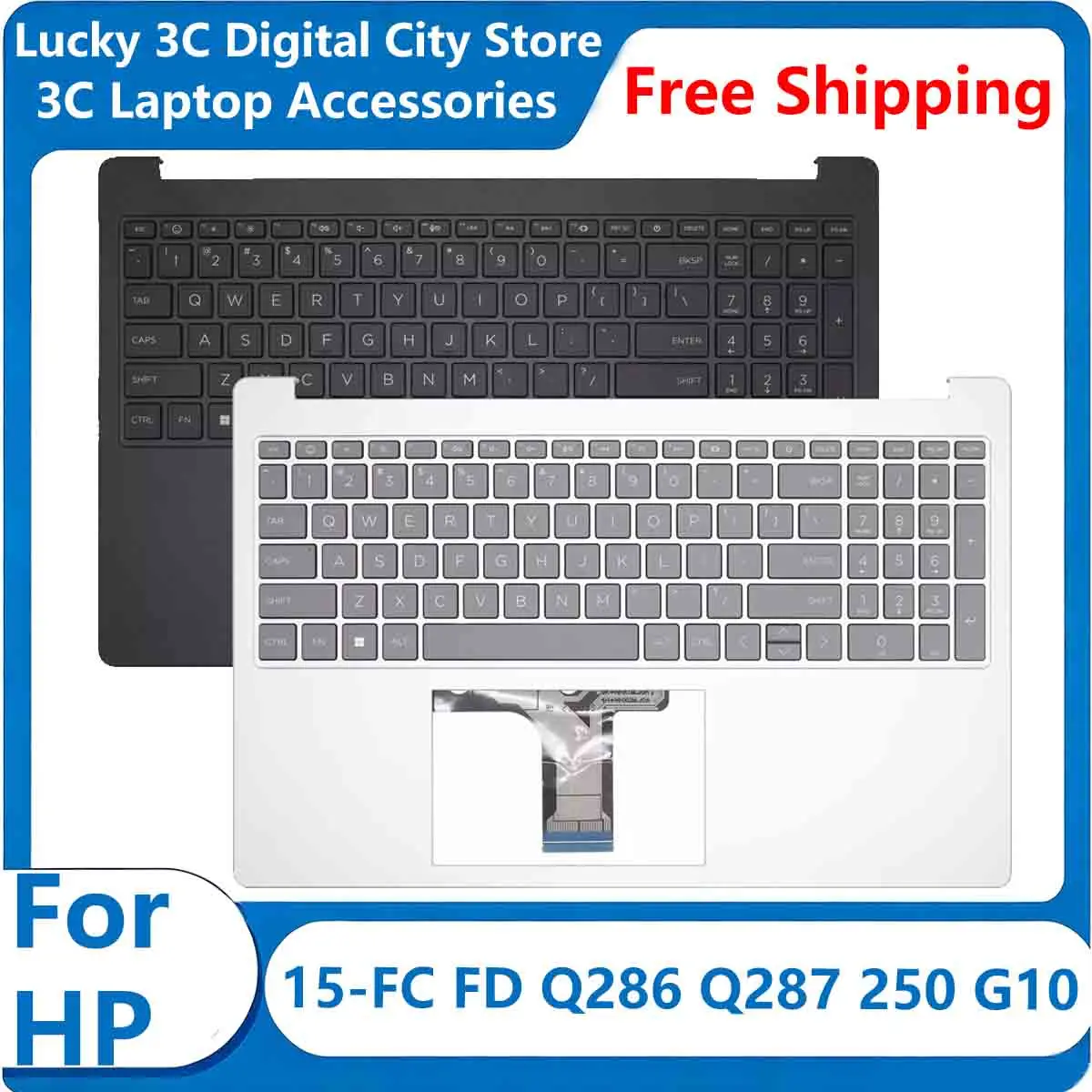 New US/LA Keyboard For 15-FC 15-FD TPN-Q286 TPN-Q287 250 G10 Replace Laptop Palmrest Upper Keyboard Case N36753-001 N36752-001