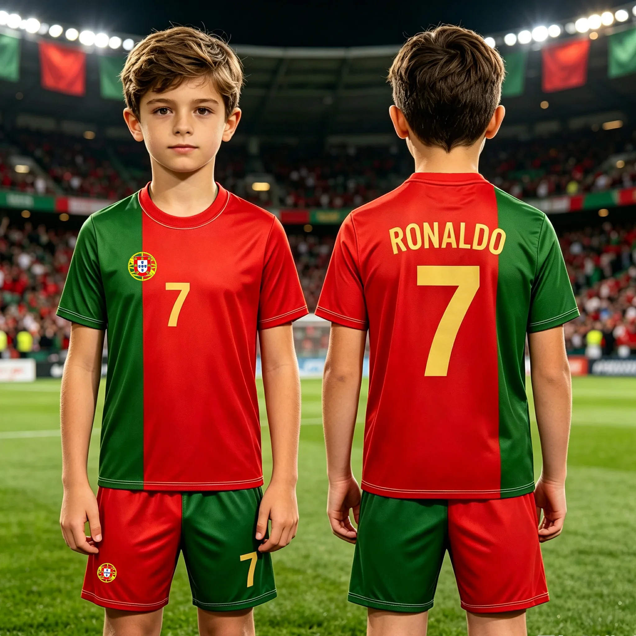 Ronaldo CR.7 NO.7 Children's And Men's Sports Sets Soccer Outdoor Football Tranning Tracksuits Short Sleeve T-shirts Shorts