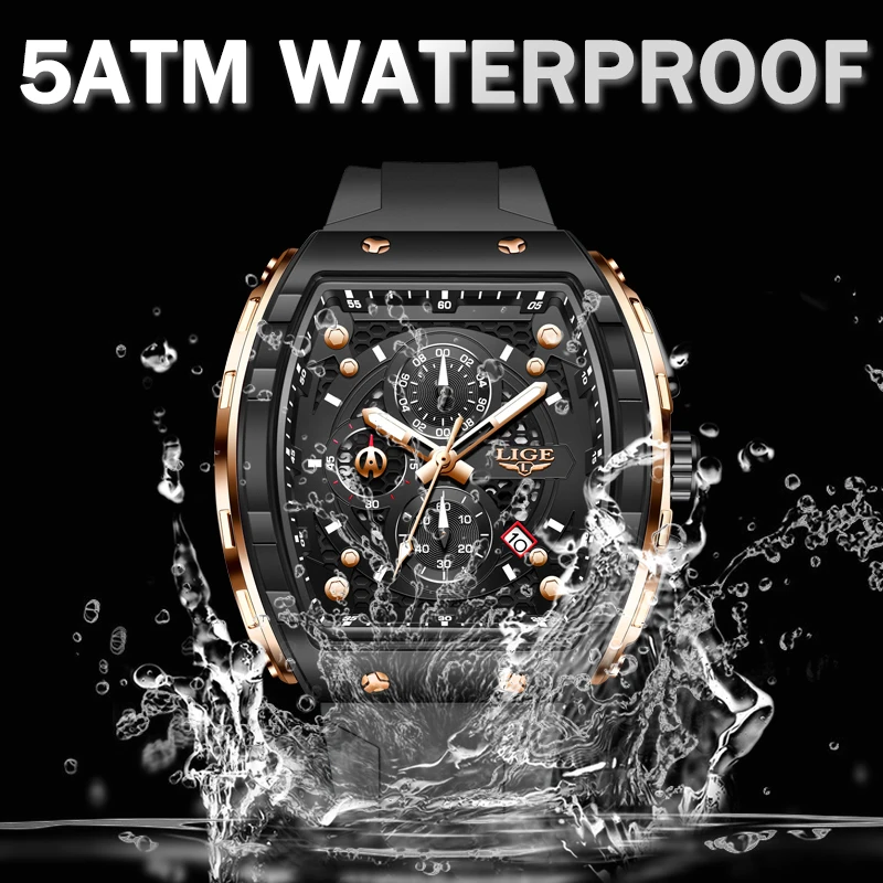 LIGE Top Brand Luxury Watches Men Sport 50M Waterproof Quartz Mens Watch Military Luminous Dive Wristwatch Male Reloj Homre 2024