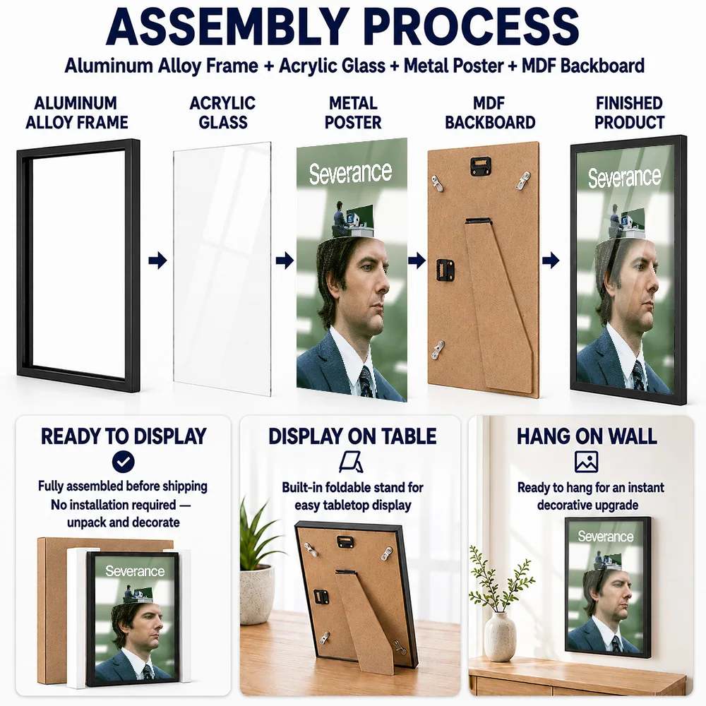 Severance TV Show Framed Aluminum Metal Poster Customized Photo Cinematic Ensemble Style Wall Art For Media Room Birthday Gift