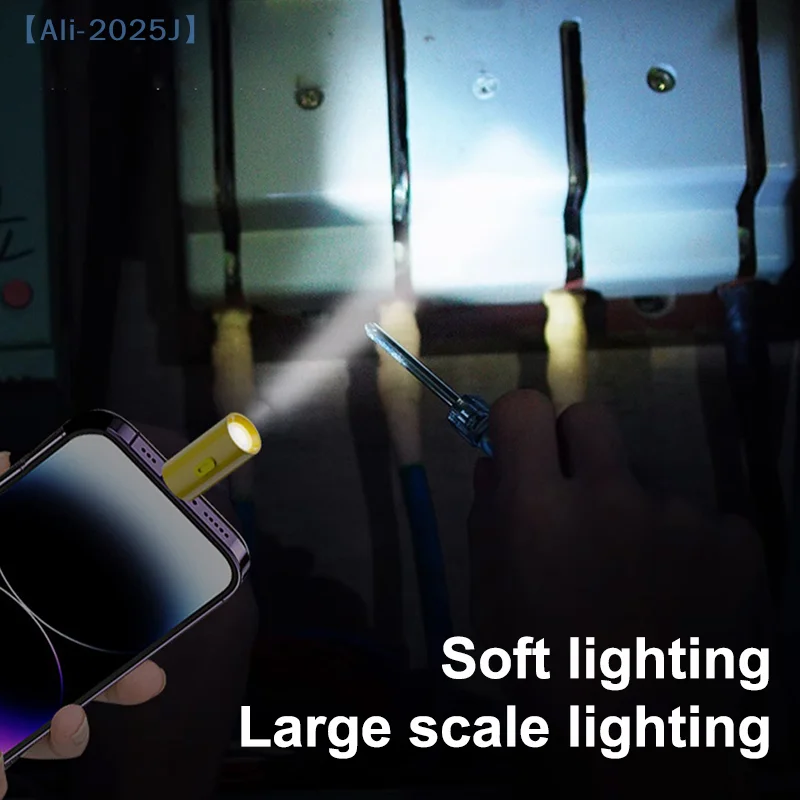 Mini LED Flashlight Strong Light Pocket Keychain Flashlight Powered By Type C Connectors Outdoor Hiking Camping Mini Flashlight