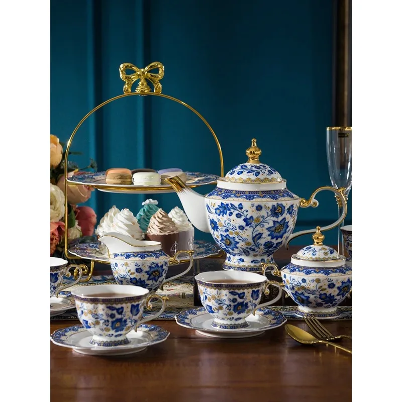 English Bone China Coffee Cup Set European tea set ceramic afternoon flower tea cup plate Italian black tea home American