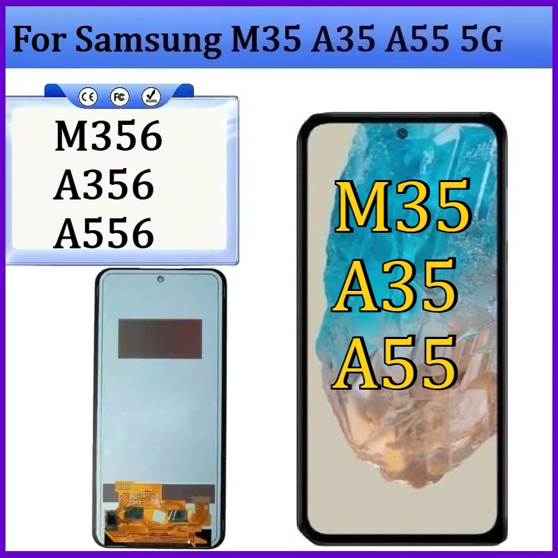 

New TFT For Samsung M35 A35 A55 5G M356 A356 A556 LCD Display Touch Screen Digitizer NO Frame for Galaxy M35 5G LCD Replacement