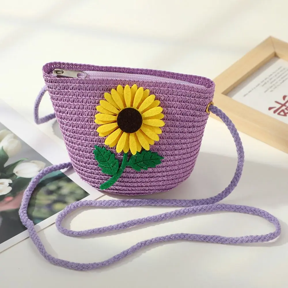 

New Straw Crossbody Bag Flower Small Shoulder Bag Handbag Girls