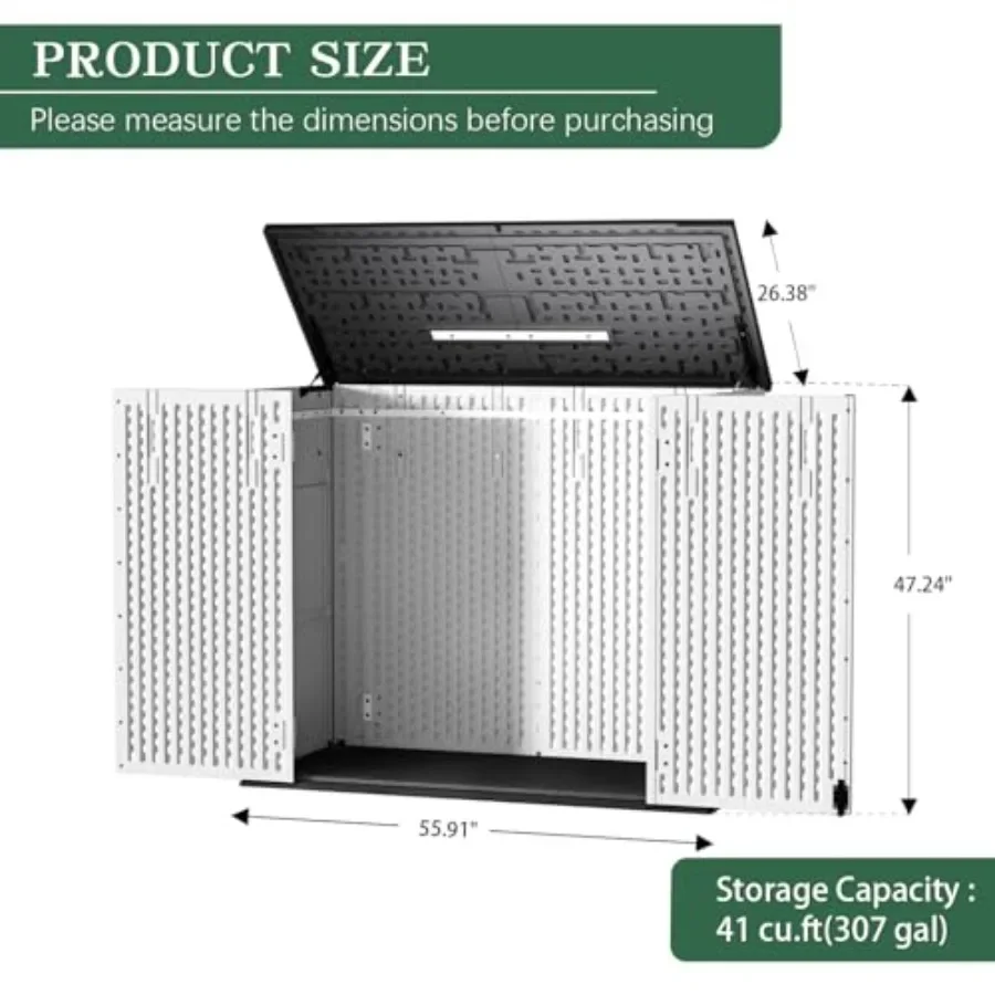 Outdoor Storage Shed Resin Waterproof Storage Cabinet for Patio Garden: Durable Resin, Gray, UV-Resistant Lockable