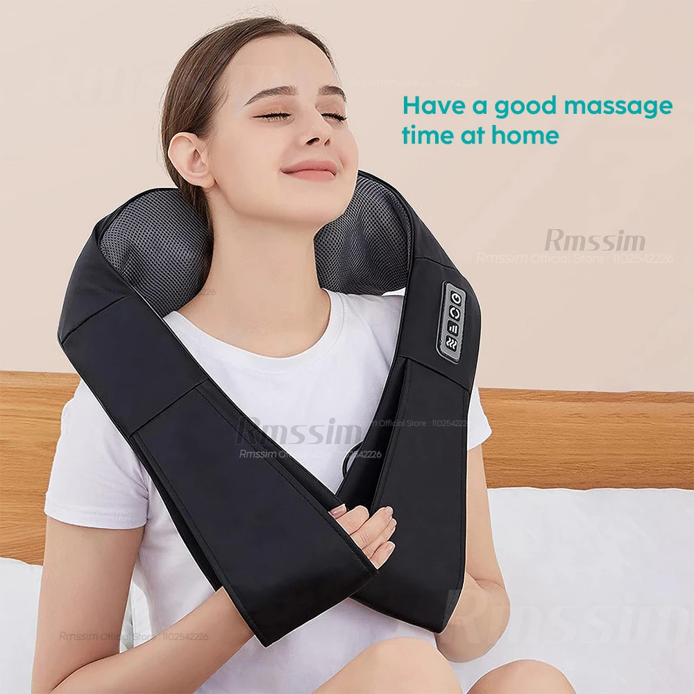 Shiatsu Neck and Shoulder Massager Heated Back Massager U Shape Deep Kneading Electric Massage Pillow For Neck Waist Leg Body