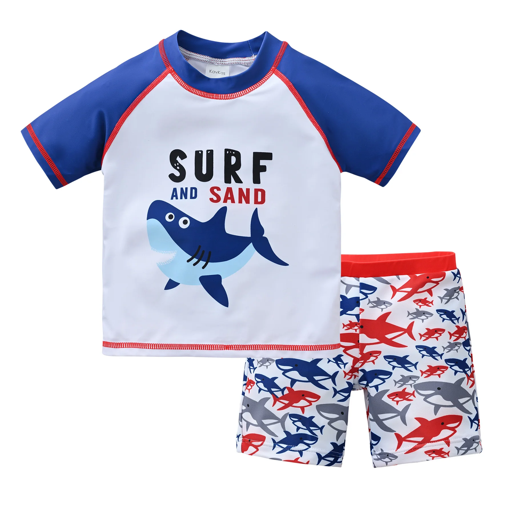 2 Pieces Boys Swimwear Summer Cartoon Printing Kids Swimsuit Children Surfing Clothing