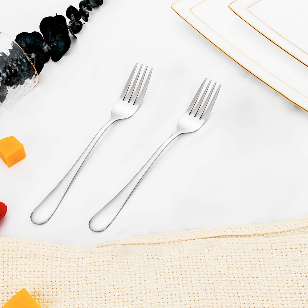 4/6/12Pieces Dessert Fork Set Gold Cake Snack Salad Fork Stailess Steel Black Forks Mirror Western Sliver Cutlery Sliverware