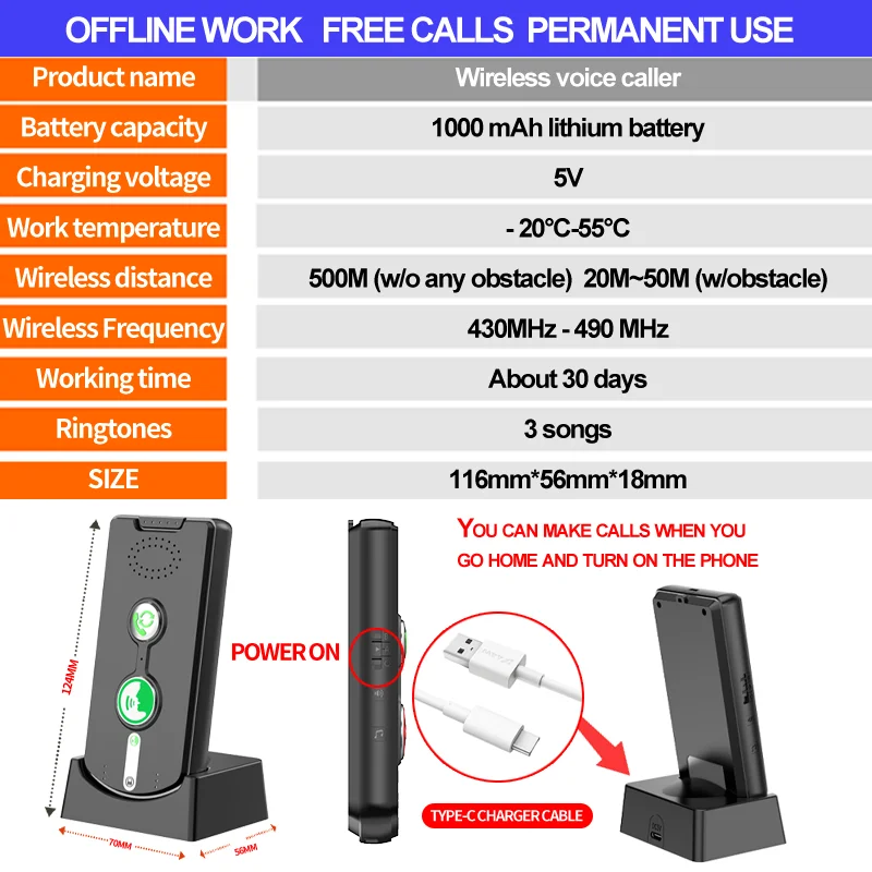 500M Wireless Long Distance 2.4Ghz  Audio Door Phone Voice Sender&Reciever Intercom Doorbell