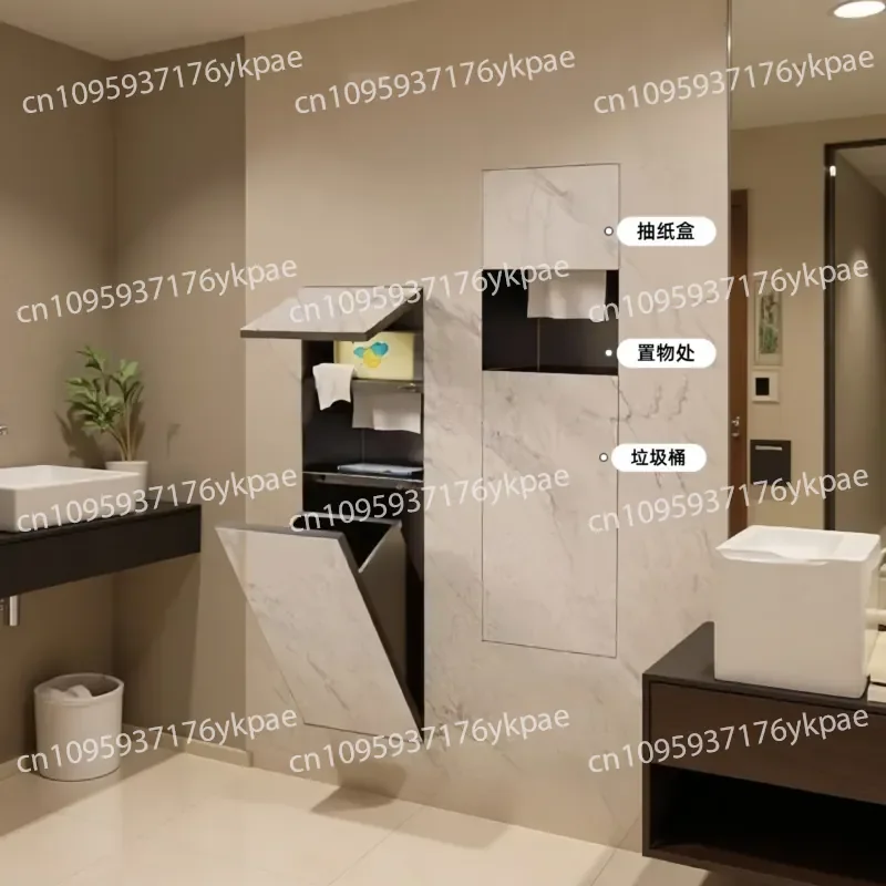 Stainless Steel Wall Embedded Niche Bathroom Toilet Storage Rack Trash Can Tissue Box Integrated