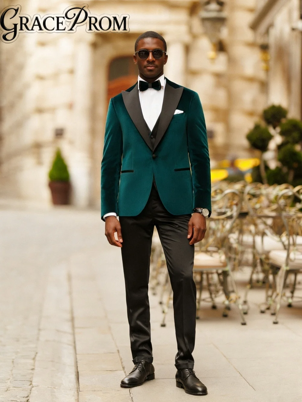 

Elegant Velvet Men's Suit Set For Wedding Suit Single Breasted Jacket Pants Trendy Business Men Groomsmen Formal Tuxedo