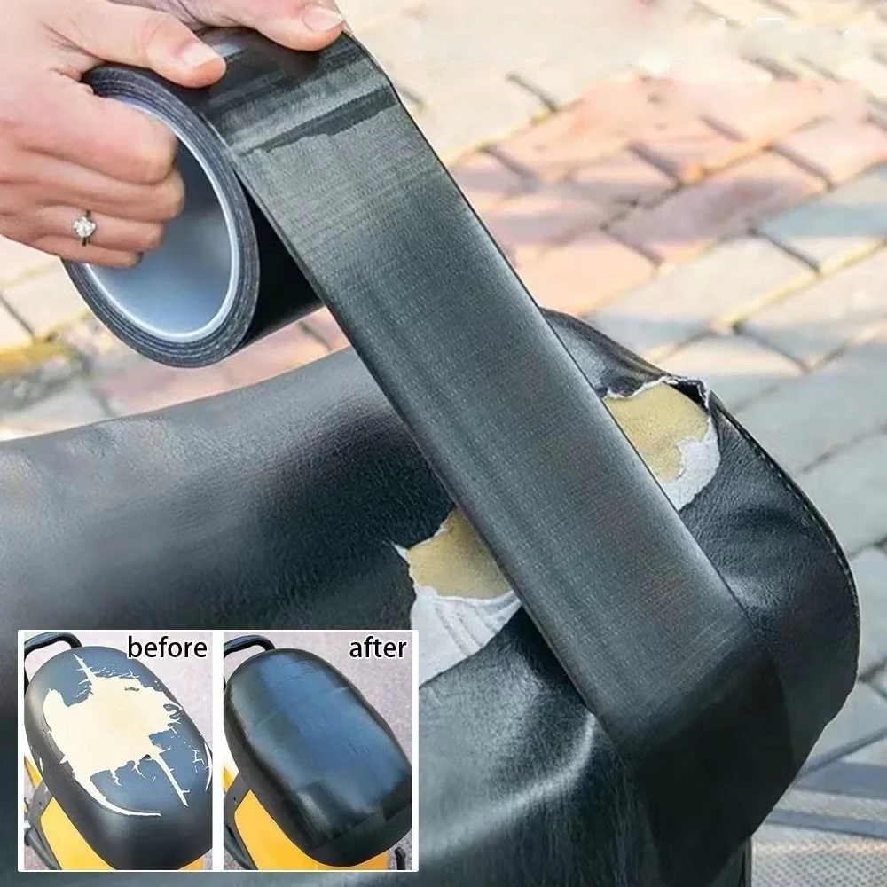 Fita Adesiva Preta para Reparo de Couro em Moveis Sofas de Carro e Cadeiras Kit Completo e Resistente de Restauracao