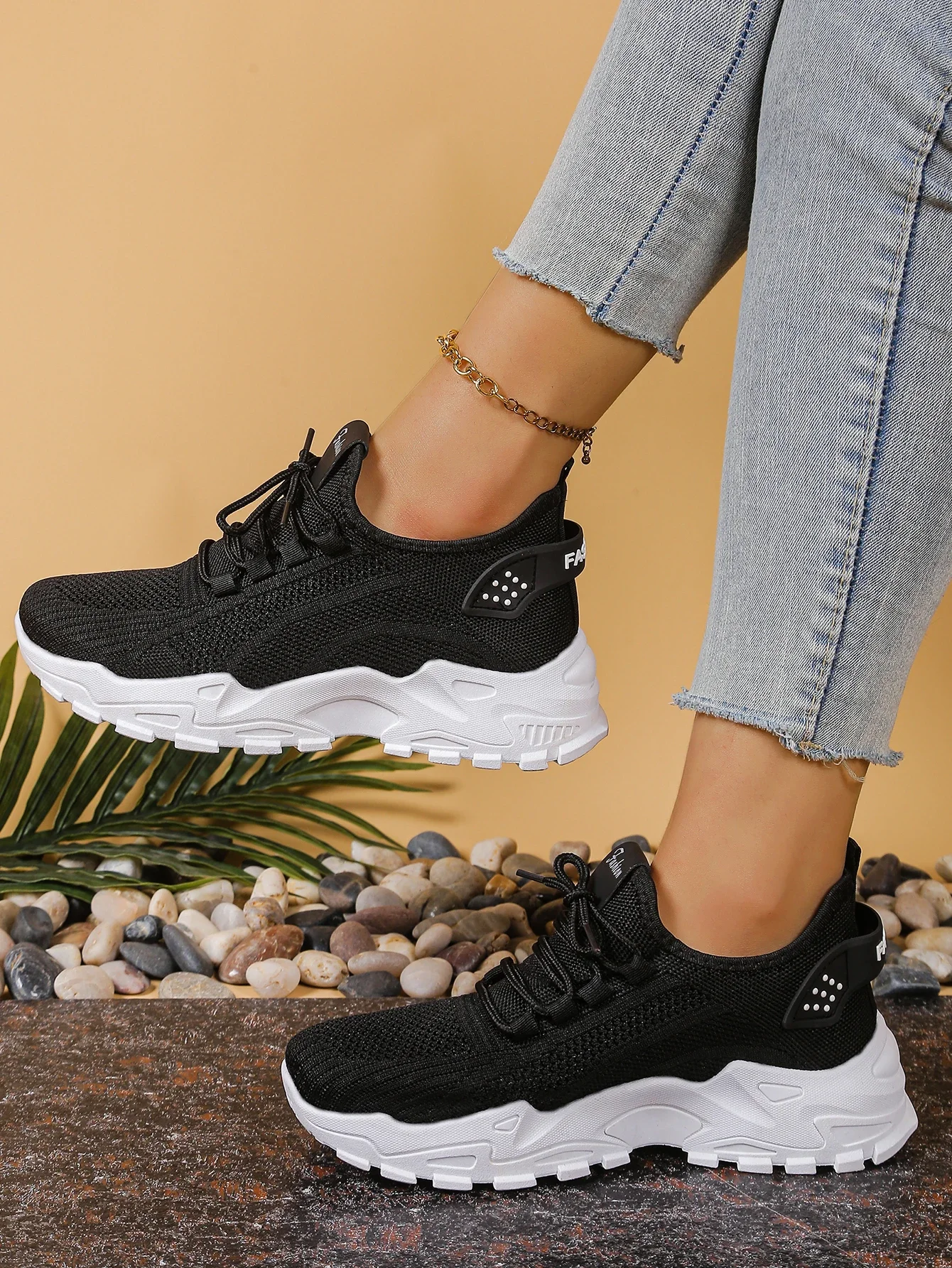 Atmungsaktive Strick-Sneaker, Modische, Bequeme, Rutschfeste Schuhe mit Weicher Sohle für Damen, Outdoor-Wanderschuhe, Kostenloser Versand – Detail 2
