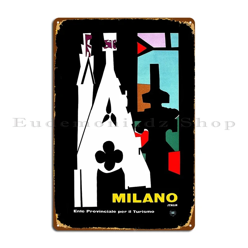 Milan Milano Italy Travel Abstract Cubist Metal Plaque Club Party Garage Garage Customized Tin Sign Poster